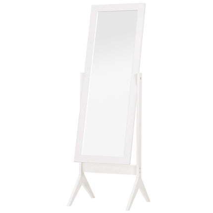 Vysoké zrcadlo v celé délce se stojanem, MDF, bílé, 47x46x148cm