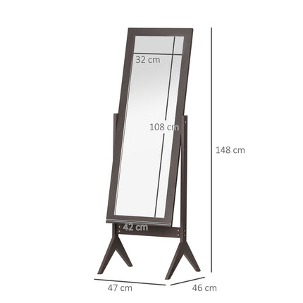 Standing full-length mirror, easy-care MDF, 47x46x148 cm