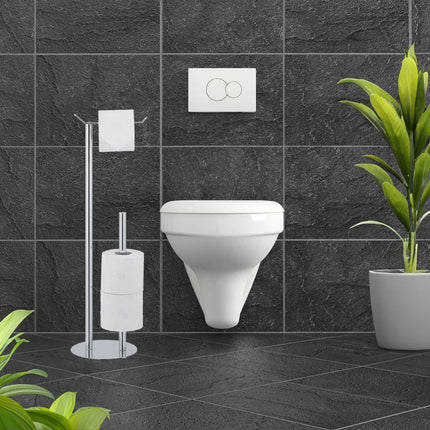 Standing toilet paper holder in silver