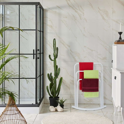 Porte-serviettes sur pied blanc