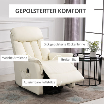Elektrischer Relaxsessel, Lederimitat beige