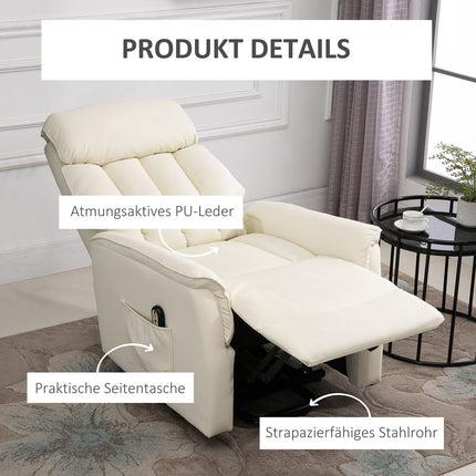 Elektrischer Relaxsessel, Lederimitat beige