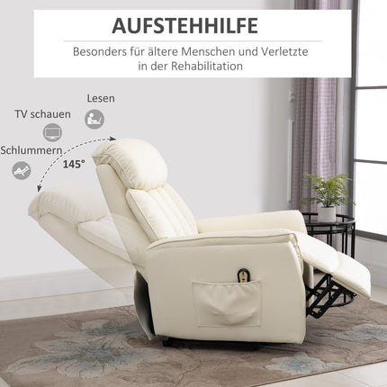 Elektrischer Relaxsessel, Lederimitat beige