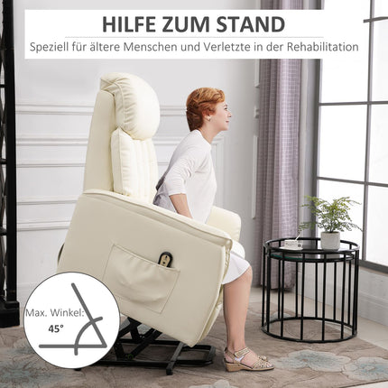Elektrischer Relaxsessel, Lederimitat beige