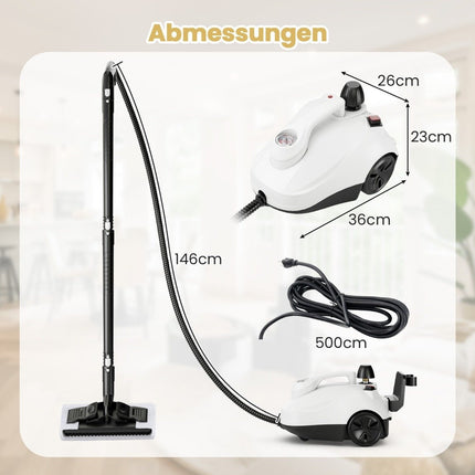 Dampfreiniger 2000W Dampfdruck: 5 bar Tank: 1,8L Temperatur: bis zu 160℃ Weiß