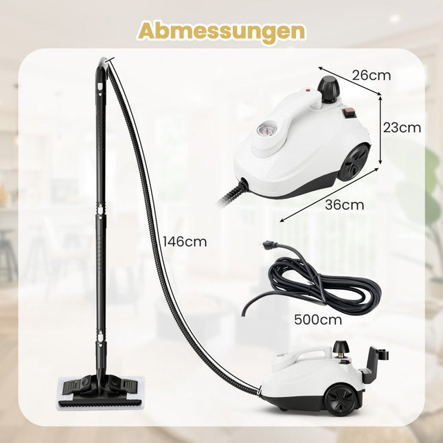Dampfreiniger 2000W Dampfdruck: 5 bar Tank: 1,8L Temperatur: bis zu 160℃ Weiß