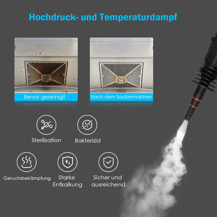 Dampfreiniger Handheld 9-teiliges Zubehörset und sicheres Design Dampfreinigung gelb