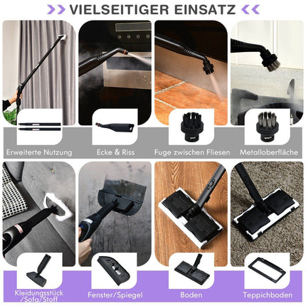Stoomreiniger met 19 accessoires stoomreiniger 2000W vloerstoomreiniger tot 108 paars