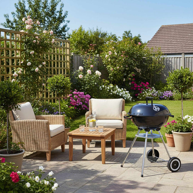 Stahlgrill mit Deckel & Ablage