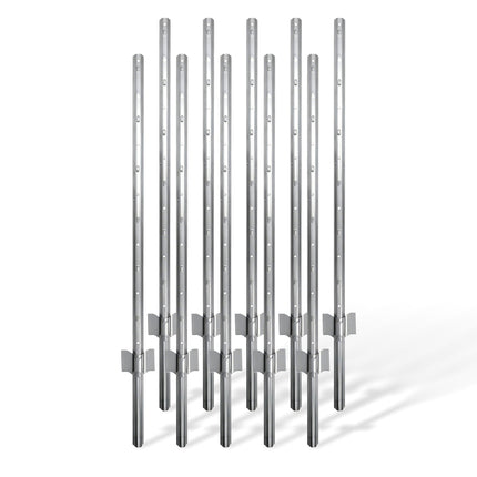 Stahlzaunpfähle mit Bodenankern, 90 cm, 10er Set