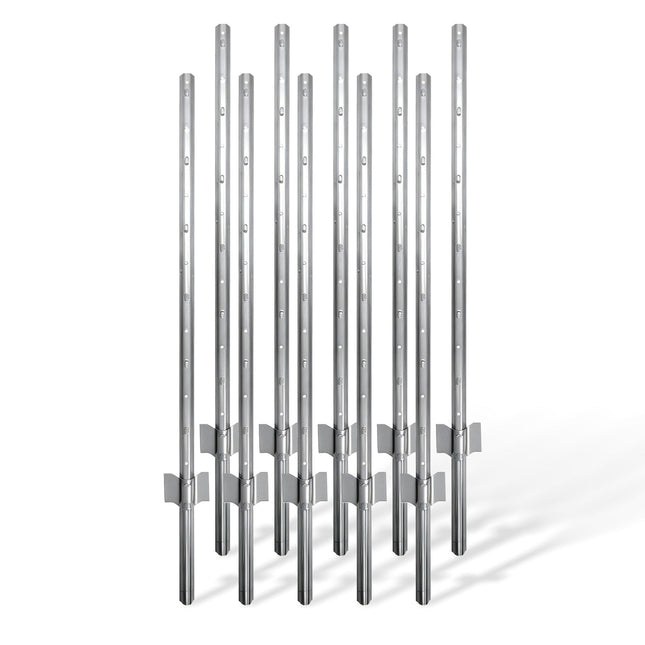 Stahlzaunpfähle mit Bodenankern, 90 cm, 10er Set