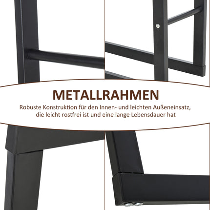 Steel Firewood Rack 40x25x100 cm with 100 kg Load Capacity, Black, Outdoor