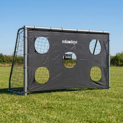 Steel Football Goal 300 x 200 cm with Goal Wall, PE Net, Grey