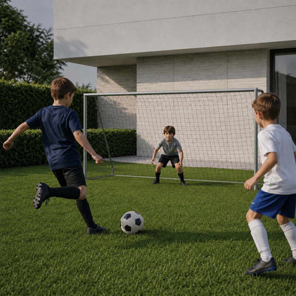 Steel Football Goal 300 x 200 cm with Tear-Resistant PE Net, Grey