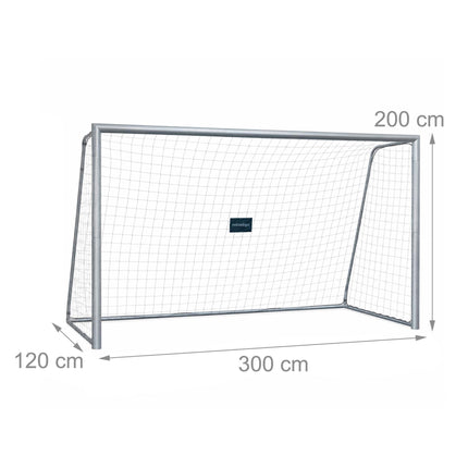 Steel Football Goal 300 x 200 cm with Tear-Resistant PE Net, Grey