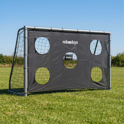 Steel Football Goal with Goal Wall for Shooting Practice, PE Net, Grey
