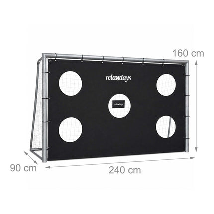 Steel Football Goal with Goal Wall for Shooting Practice, PE Net, Grey