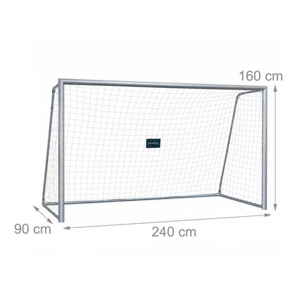 Steel Football Goal with Tear-Resistant PE Net, Garden Training, Grey