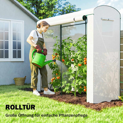Steel Frame Greenhouse with Roll-Up Door, 200 x 75 x 188 cm