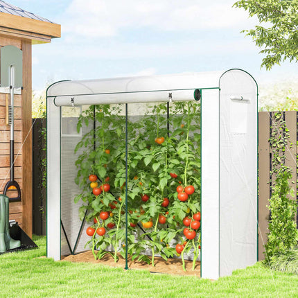 Steel Frame Greenhouse with Roll-Up Door, 200 x 75 x 188 cm