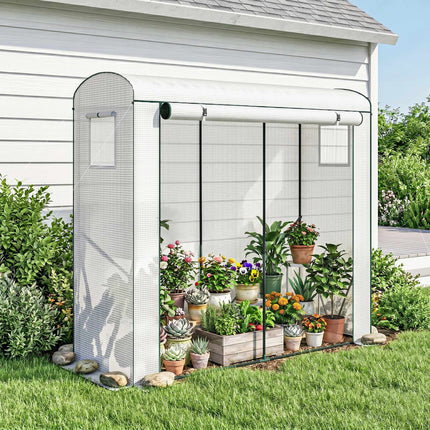 Steel Frame Greenhouse with Roll-Up Door, 200 x 75 x 188 cm