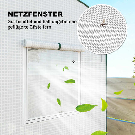 Steel Frame Greenhouse with Roll-Up Door, 200 x 75 x 188 cm