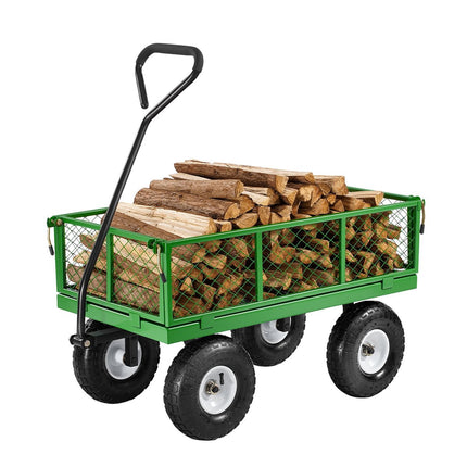 Steel Garden Cart 680 lb, 10 Inch Tires, Removable Sides