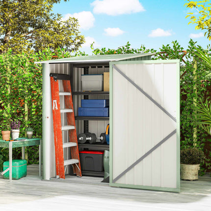 Steel Garden Shed 100 x 103 x 160 cm with Lockable Door, Light Green