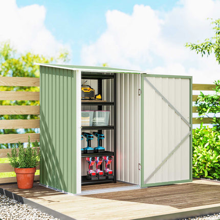 Steel Garden Shed 100 x 103 x 160 cm with Lockable Door, Light Green