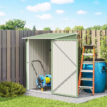 Steel Garden Shed 100 x 103 x 160 cm with Lockable Door, Light Green