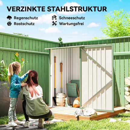 Steel Garden Shed 100 x 103 x 160 cm with Lockable Door, Light Green