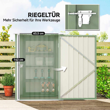 Steel Garden Shed 100 x 103 x 160 cm with Lockable Door, Light Green