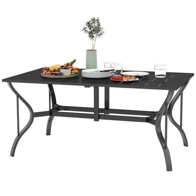 Zahradní jídelní stůl z oceli – 150x90cm, odolný vůči povětrnosti, černá