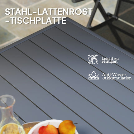 Garden table in steel, 80x80 cm, weatherproof outdoor seating