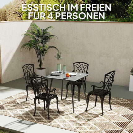 Garden table in steel, 80x80 cm, weatherproof outdoor seating