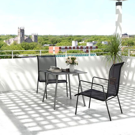 Garden table in steel, 80x80 cm, weatherproof outdoor seating