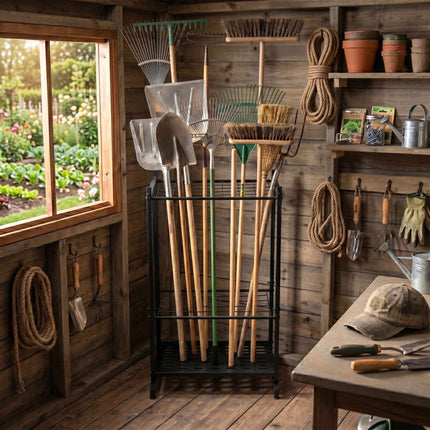 Steel Garden Tool Rack for 35 Tools – Black