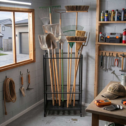 Steel Garden Tool Rack for 35 Tools – Black