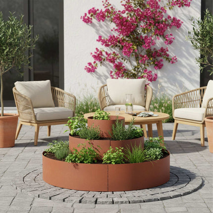 Steel Herb Pyramid Planter, 3-Piece, Rust Finish, 40/80/120 cm