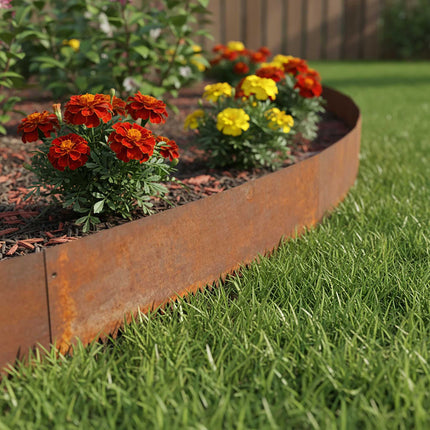 Stahl Rasenkante – Rost-Optik, Flexible Gartenbegrenzung