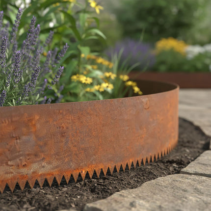 Stahl Rasenkante – Rost-Optik, Flexible Gartenbegrenzung