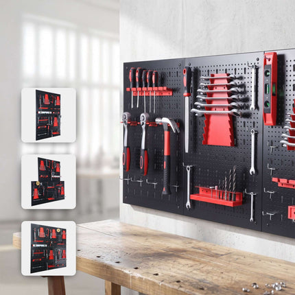 Steel Pegboard Tool Organizer, Wall-Mount Hooks Set