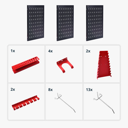 Steel Pegboard Tool Organizer, Wall-Mount Hooks Set