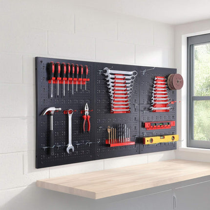 Steel Pegboard Tool Organizer, Wall-Mount Hooks Set