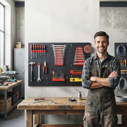 Steel Pegboard Tool Organizer, Wall-Mount Hooks Set