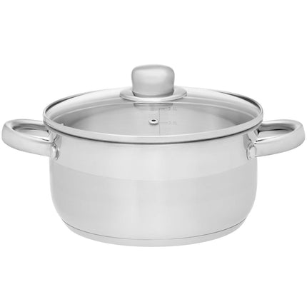 Steel Pot with Glass Lid, 6.5L Capacity