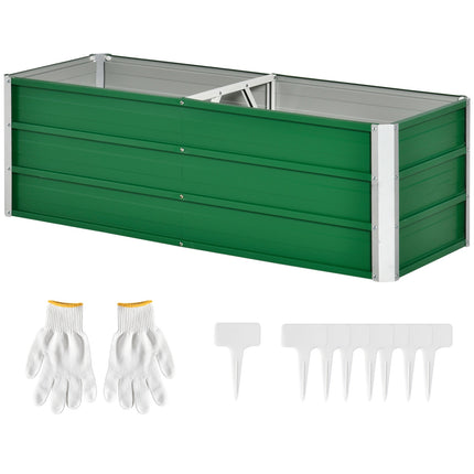 Stalen Verhoogd Bed Tuinbed Plantenbak Met Handschoenen, Groen, 125X47X40Cm