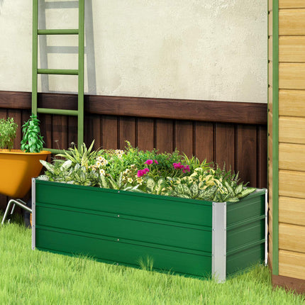 Stalen Verhoogd Bed Tuinbed Plantenbak Met Handschoenen, Groen, 125X47X40Cm
