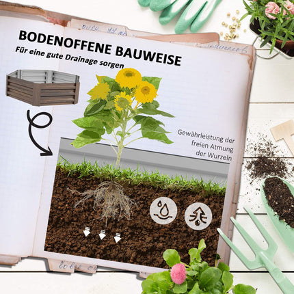 Stalen Verhoogd Bed Zeshoekige Bloembak Met Open Bodem Houteffect Plantenbak Groentebed Voor Balkon Tuin Donkerbruin