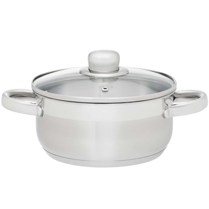 Steel Saucepan with Glass Lid, 2L Capacity